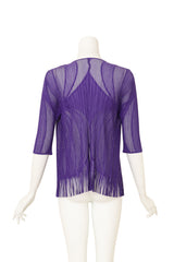 Vintage Pleats Please Issey Miyake Mesh Fringe Cardigan on mannequin back @ Recess LA