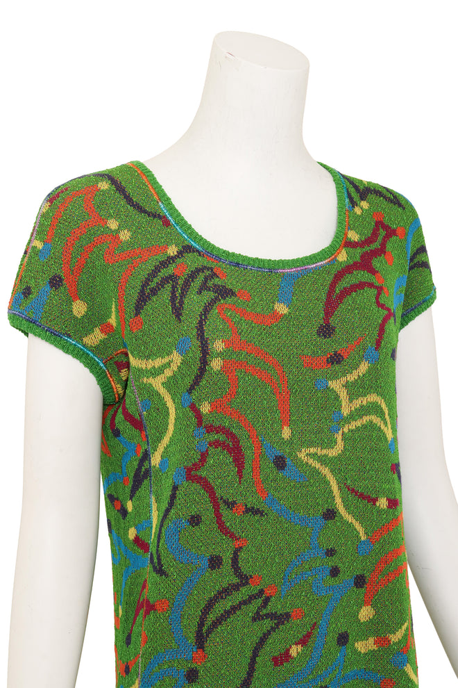 Vintage Missoni Abstract Dancers Knit Tee Dress on mannequin close @ Recess LA