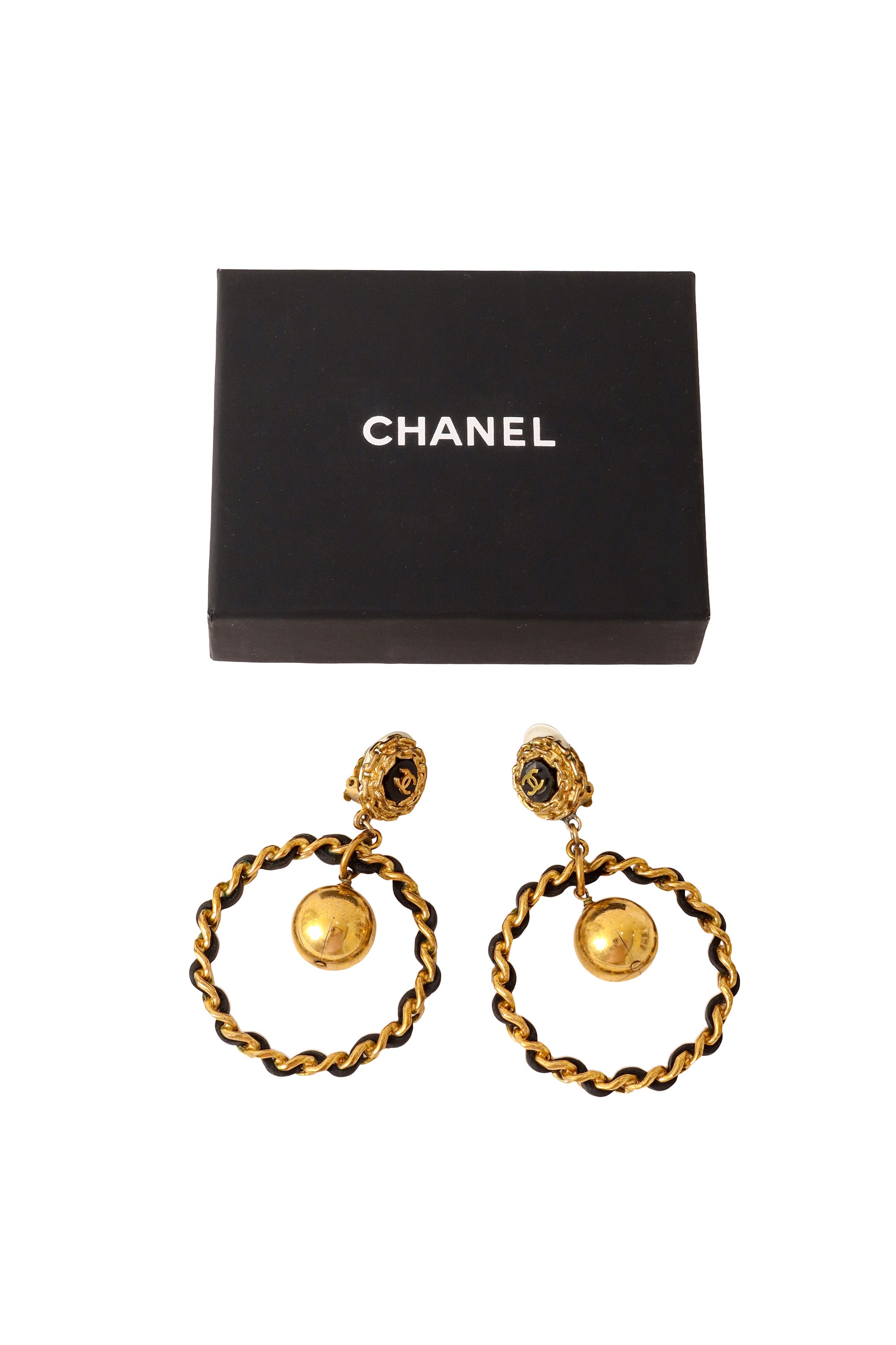chain hoop earrings by Chanel with box @ Recess LA