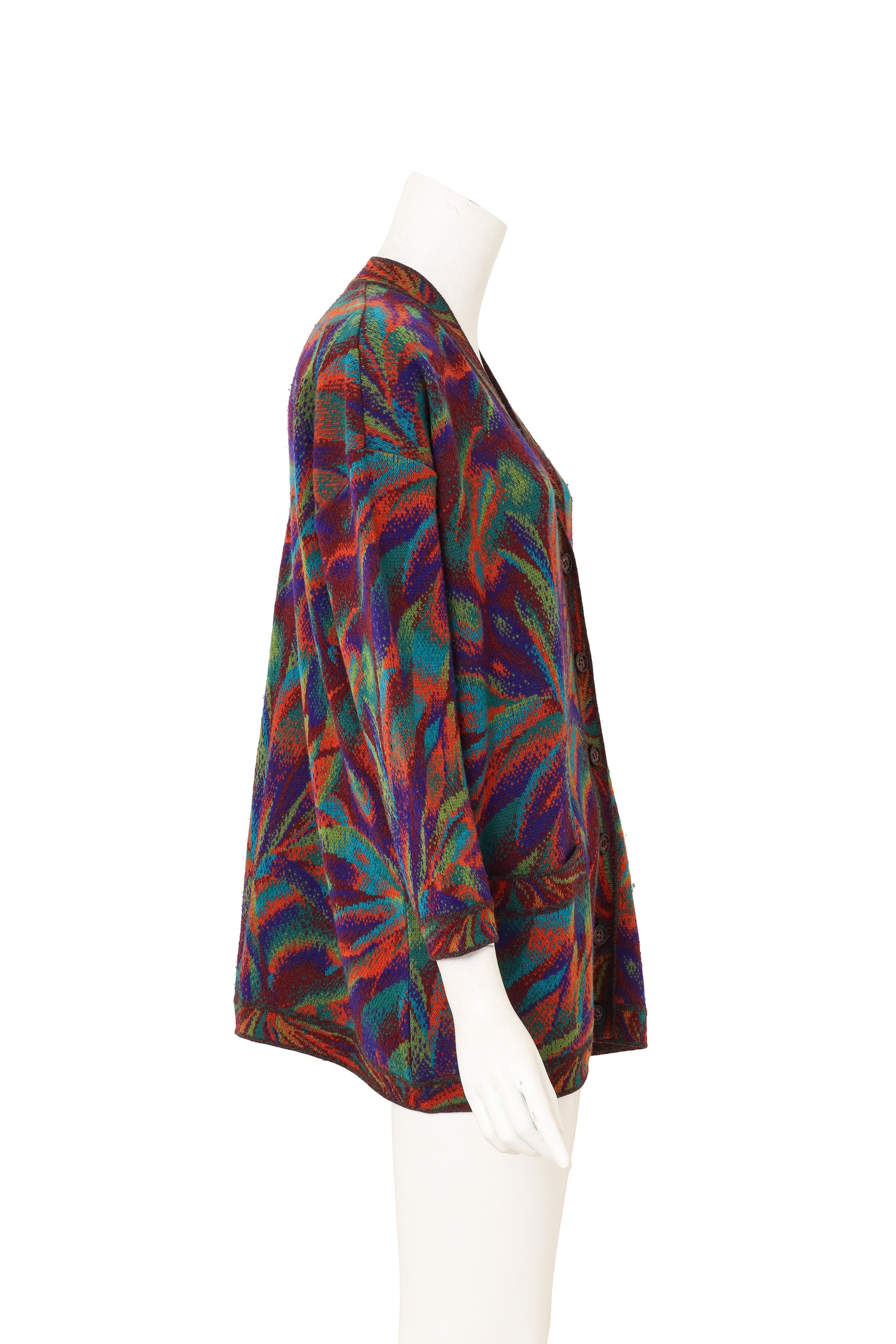Vintage Missoni Abstract Leaf Knit Cardigan on mannequin side @ Recess LA