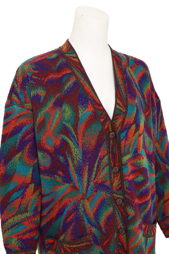 Vintage Missoni Abstract Leaf Knit Cardigan on mannequin close @ Recess LA