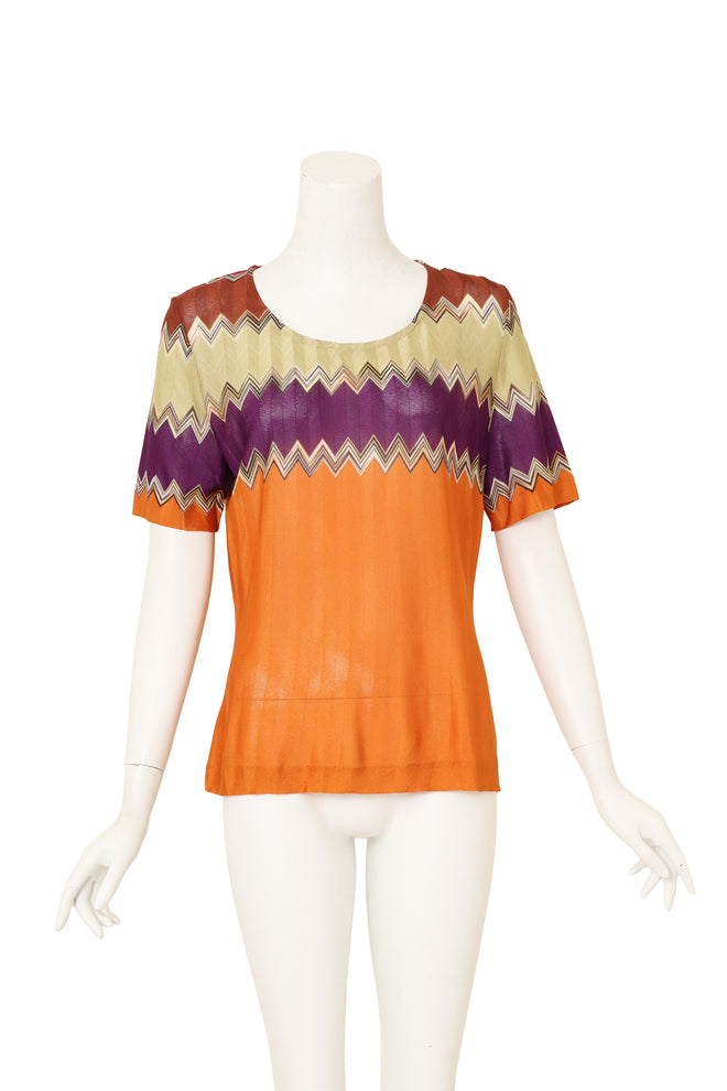 Vintage Missoni Chevron Stripe Knit Tee on mannequin @ Recess LA