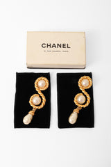 Double pearl twist earrings by Chanel from the 1990 Spring Summer collection with box @ Recess LA 