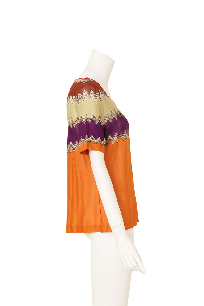 Vintage Missoni Chevron Stripe Knit Tee on mannequin side @ Recess LA
