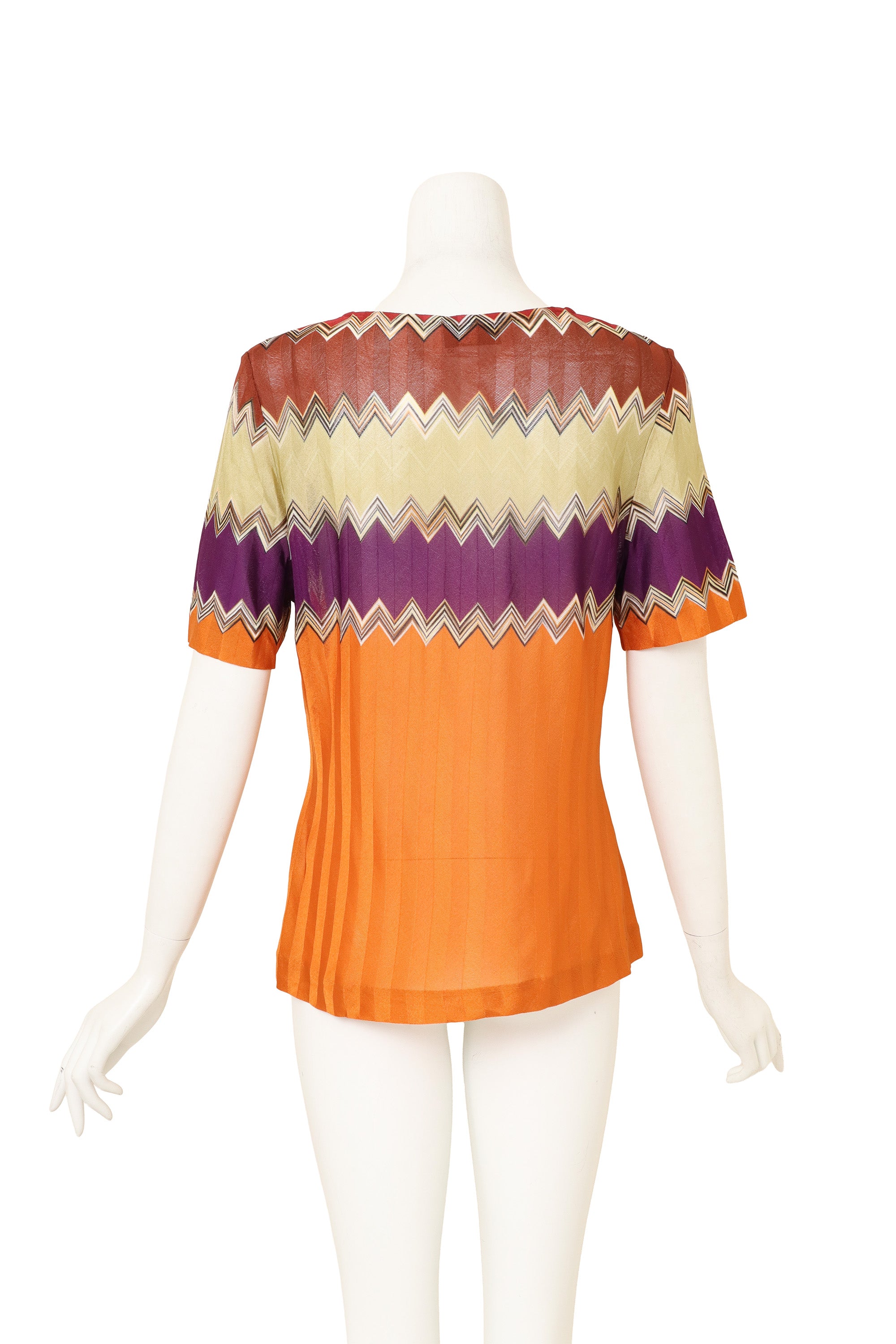 Vintage Missoni Chevron Stripe Knit Tee on mannequin back @ Recess LA