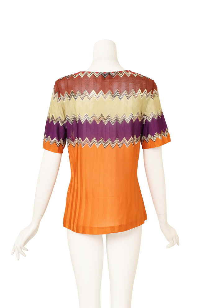 Vintage Missoni Chevron Stripe Knit Tee on mannequin back @ Recess LA