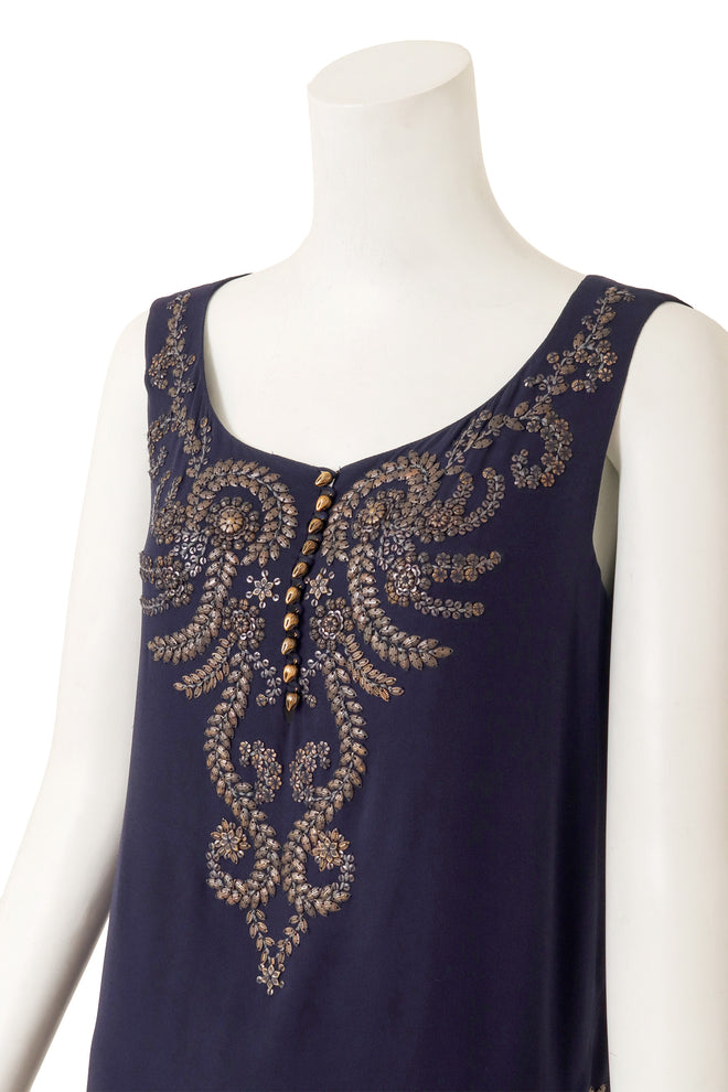 Vintage Hermes Embellished Silk Tunic Top on mannequin close @ Recess LA