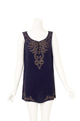 Vintage Hermes Embellished Silk Tunic Top on mannequin @ Recess LA