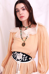 Vintage Czech Glass Beaded Pendant Necklace on model @recess la