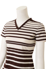 Vintage Fendi Logo Stripe V-Neck Top on mannequin close @ Recess LA