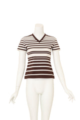 Vintage Fendi Logo Stripe V-Neck Top on mannequin @ Recess LA