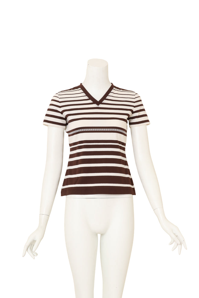 Vintage Fendi Logo Stripe V-Neck Top on mannequin @ Recess LA