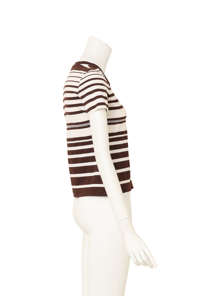 Vintage Fendi Logo Stripe V-Neck Top on mannequin side @ Recess LA