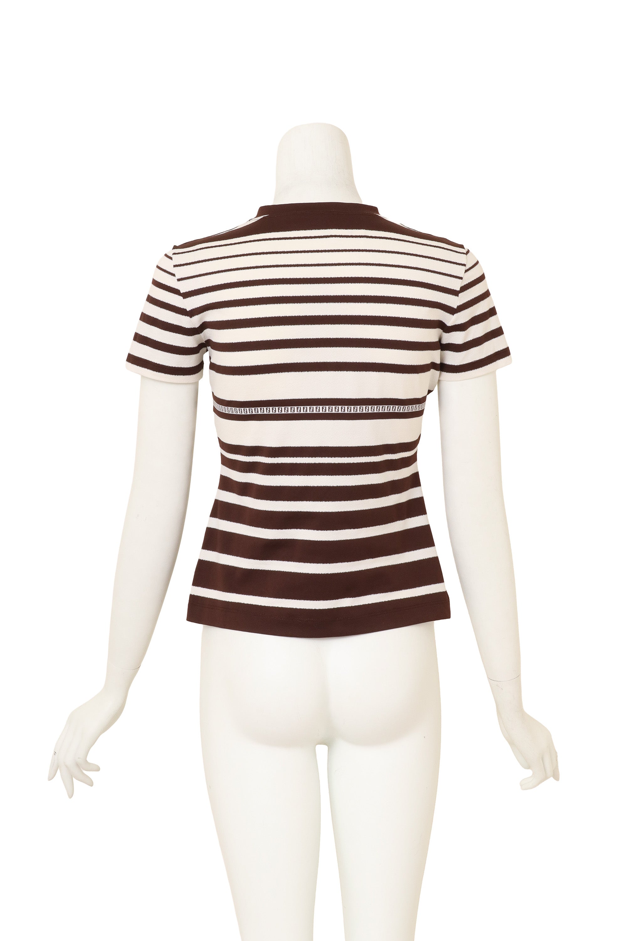 Vintage Fendi Logo Stripe V-Neck Top on mannequin back @ Recess LA