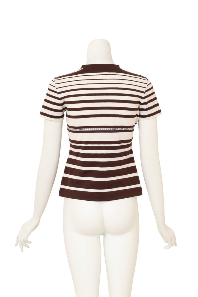 Vintage Fendi Logo Stripe V-Neck Top on mannequin back @ Recess LA