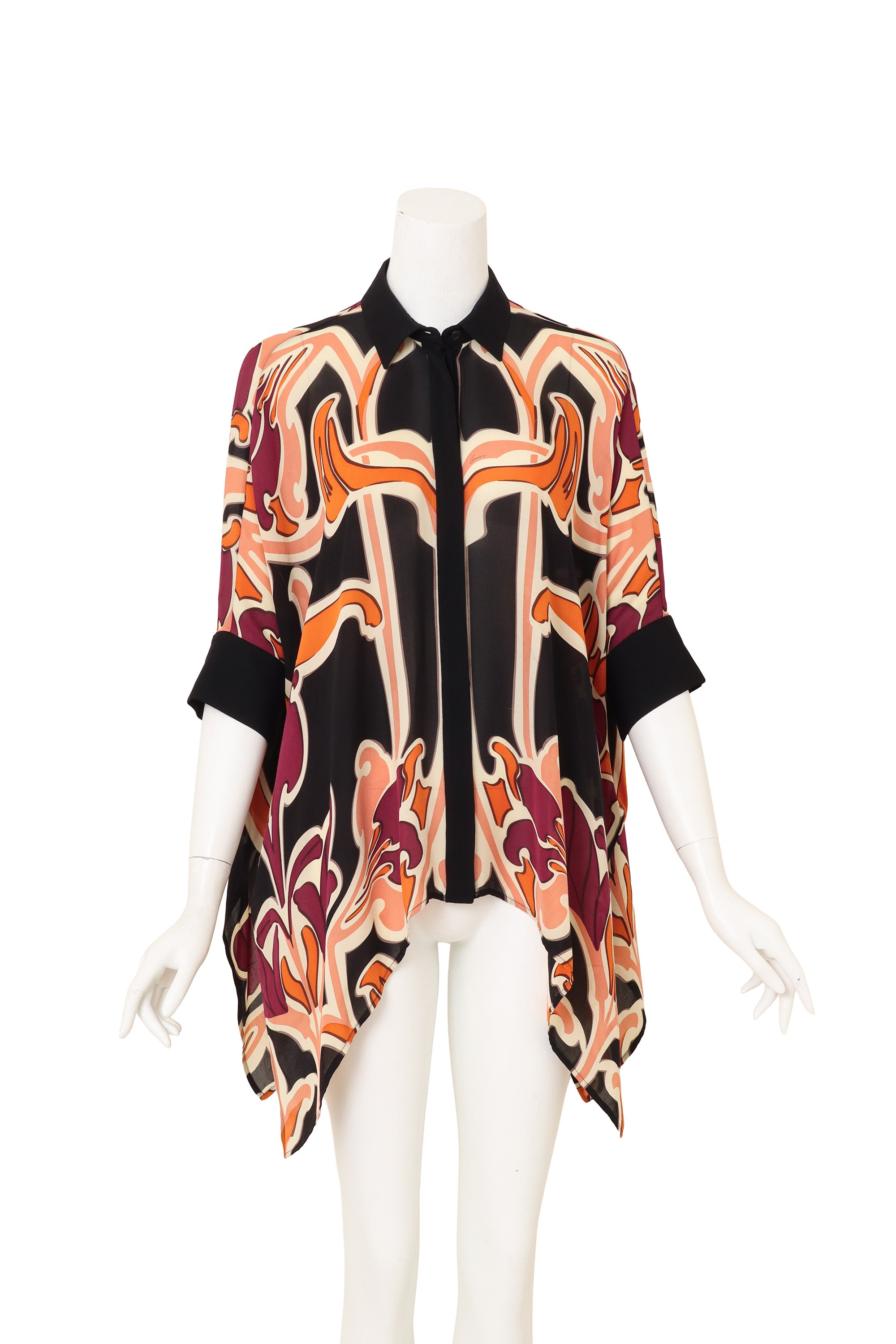 Gucci Abstract Silk Handkerchief Blouse on mannequin @ Recess LA