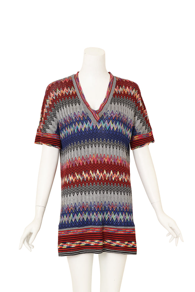 Vintage Missoni Chevron Stripe V-Neck Tunic Top on mannequin @ Recess LA