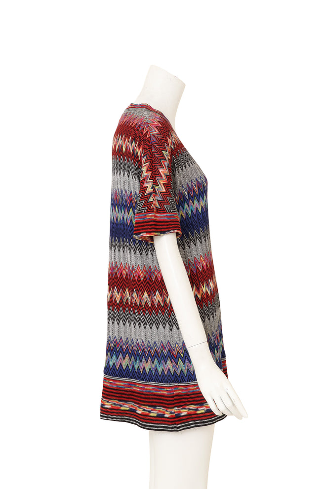 Vintage Missoni Chevron Stripe V-Neck Tunic Top on mannequin side @ Recess LA