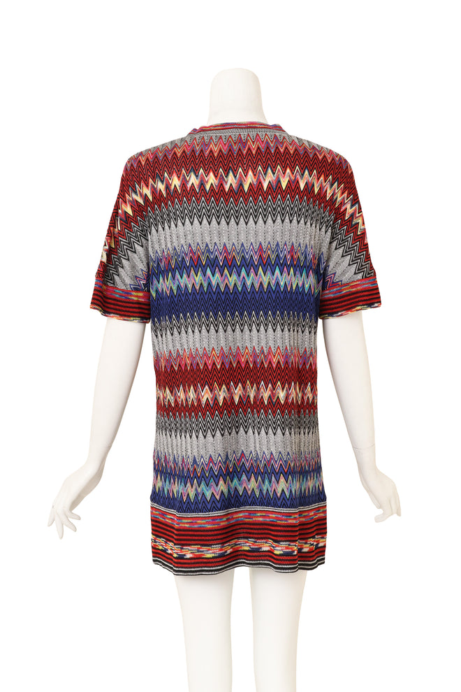 Vintage Missoni Chevron Stripe V-Neck Tunic Top on mannequin back @ Recess LA