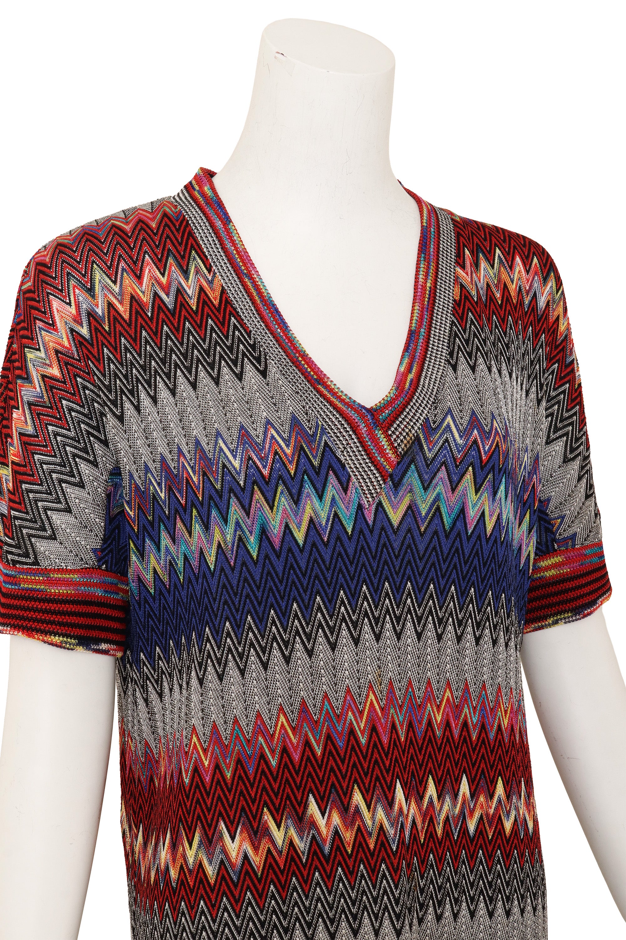 Vintage Missoni Chevron Stripe V-Neck Tunic Top on mannequin close @ Recess LA