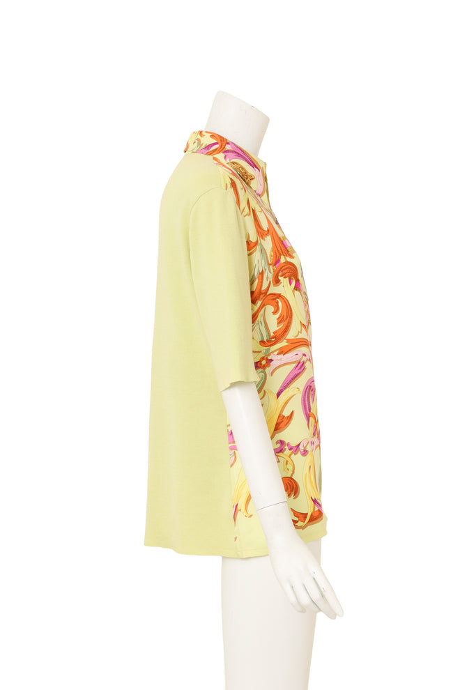 Vintage Hermes Ribbon Silk Knit Polo Top on mannequin side @ Recess LA