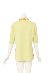 Vintage Hermes Ribbon Silk Knit Polo Top on mannequin back @ Recess LA