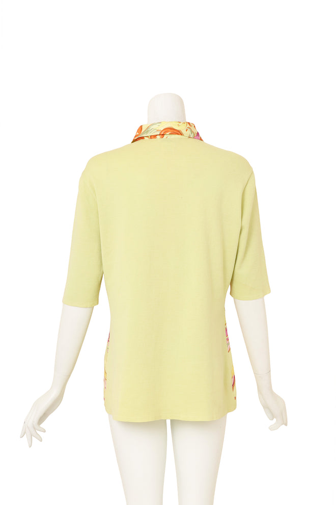 Vintage Hermes Ribbon Silk Knit Polo Top on mannequin back @ Recess LA
