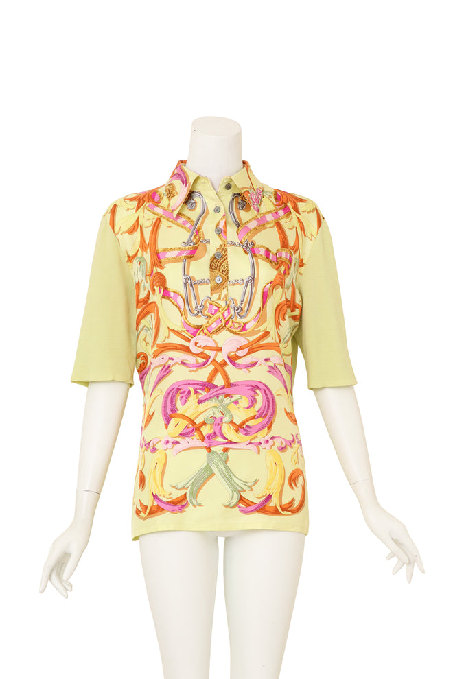 Vintage Hermes Ribbon Silk Knit Polo Top on mannequin @ Recess LA