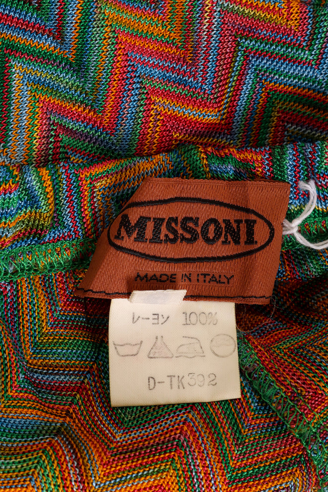 Vintage Missoni Zig Zag Knit Pant label @ Recess LA