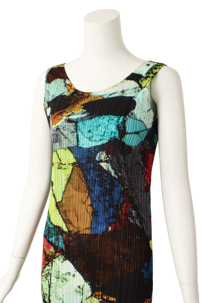 mosaic dress by Issey Miyake on mannequin close @ Recess LA