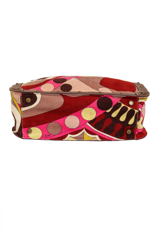 Printed Corduroy Tote Bag by Emilio Pucci bottom of bag @ Recess LA