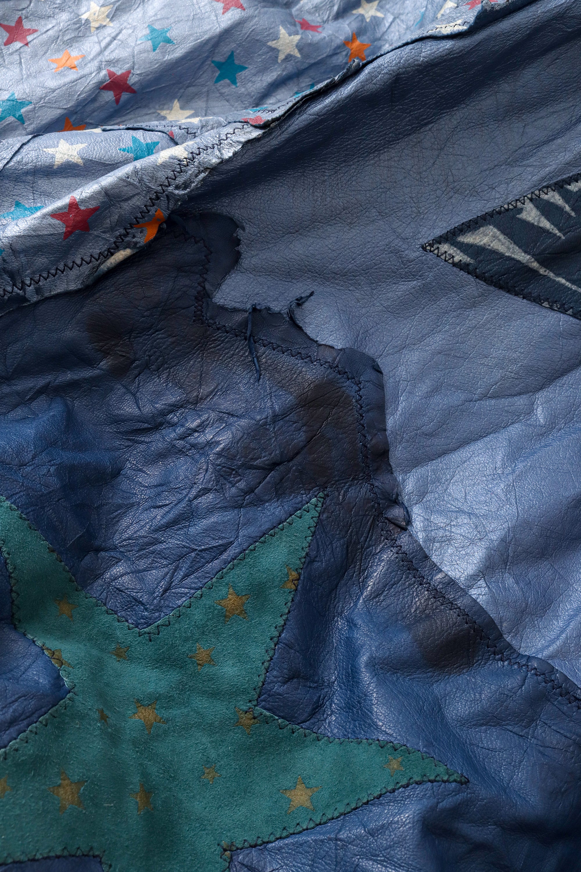 leather blazer by Roberto Cavalli fabric distress @ Recess LA