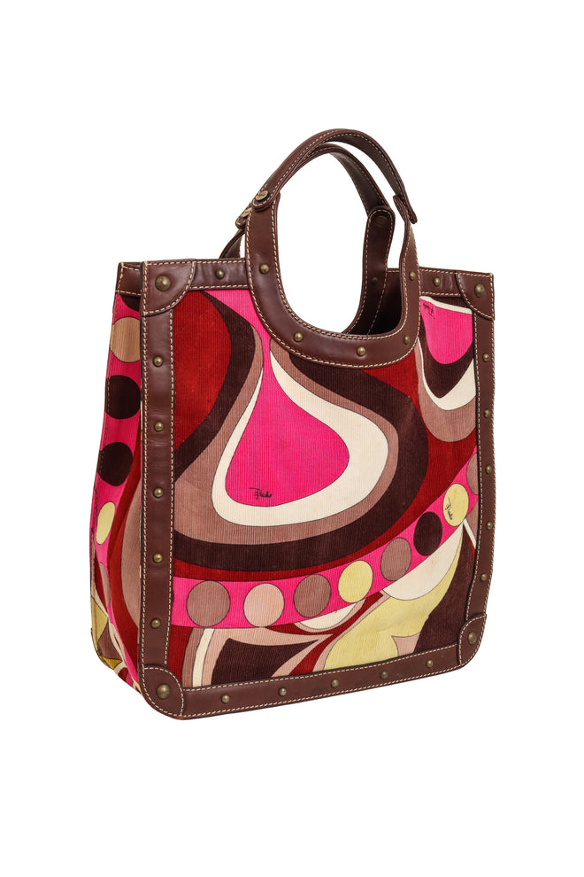 Printed Corduroy Tote Bag by Emilio Pucci side view @ Recess LA