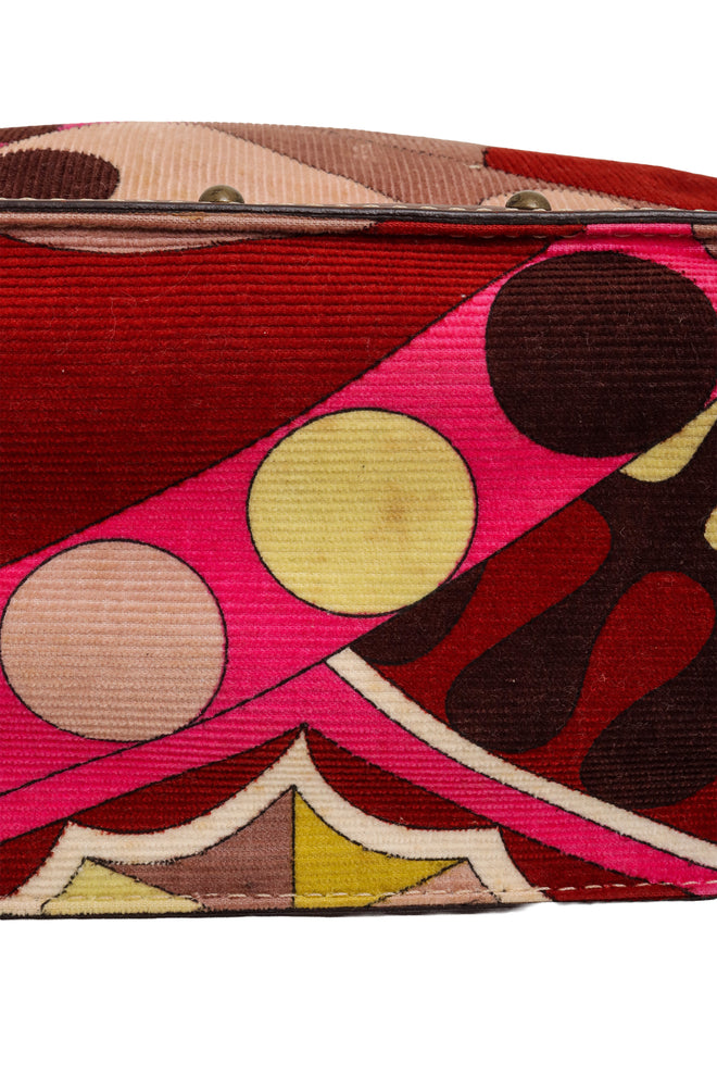 Printed Corduroy Tote Bag by Emilio Pucci wear on bottom of bag @ Recess LA