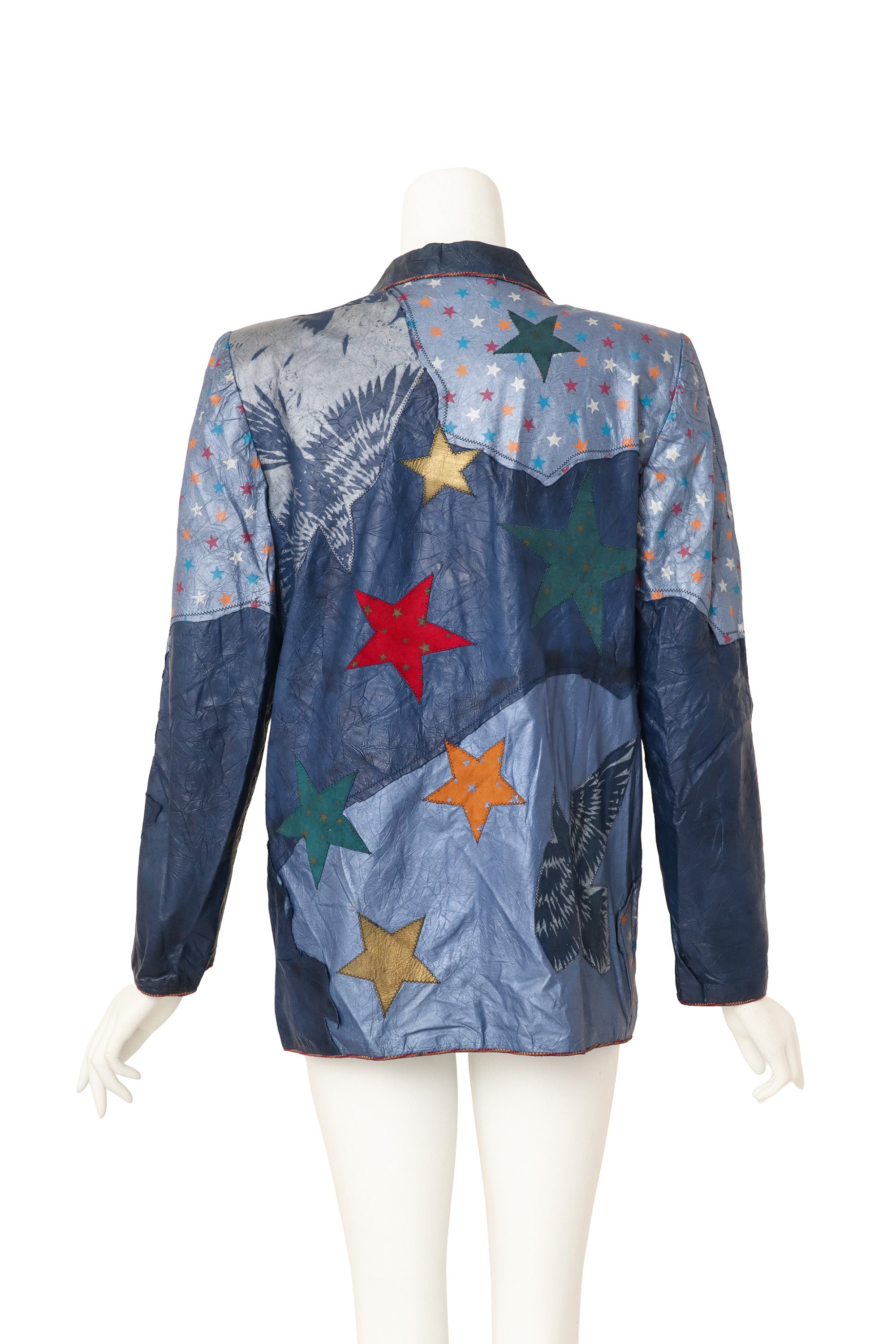 leather blazer by Roberto Cavalli on mannequin back @ Recess LA