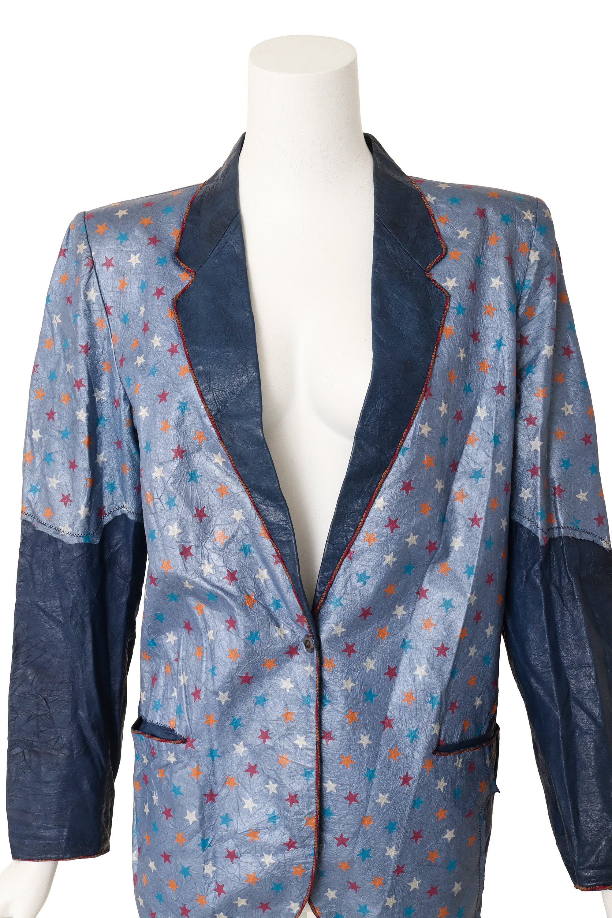 leather blazer by Roberto Cavalli on mannequin close @ Recess LA