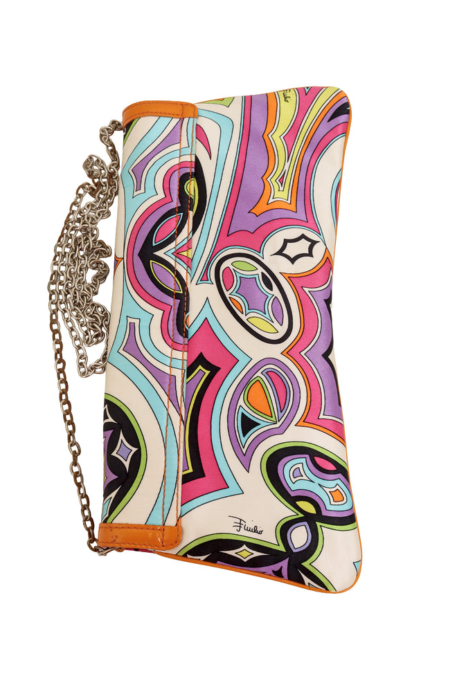 Mod Print Chain Clutch by Emilio Pucci back of bag laid flat @ Recess LA
