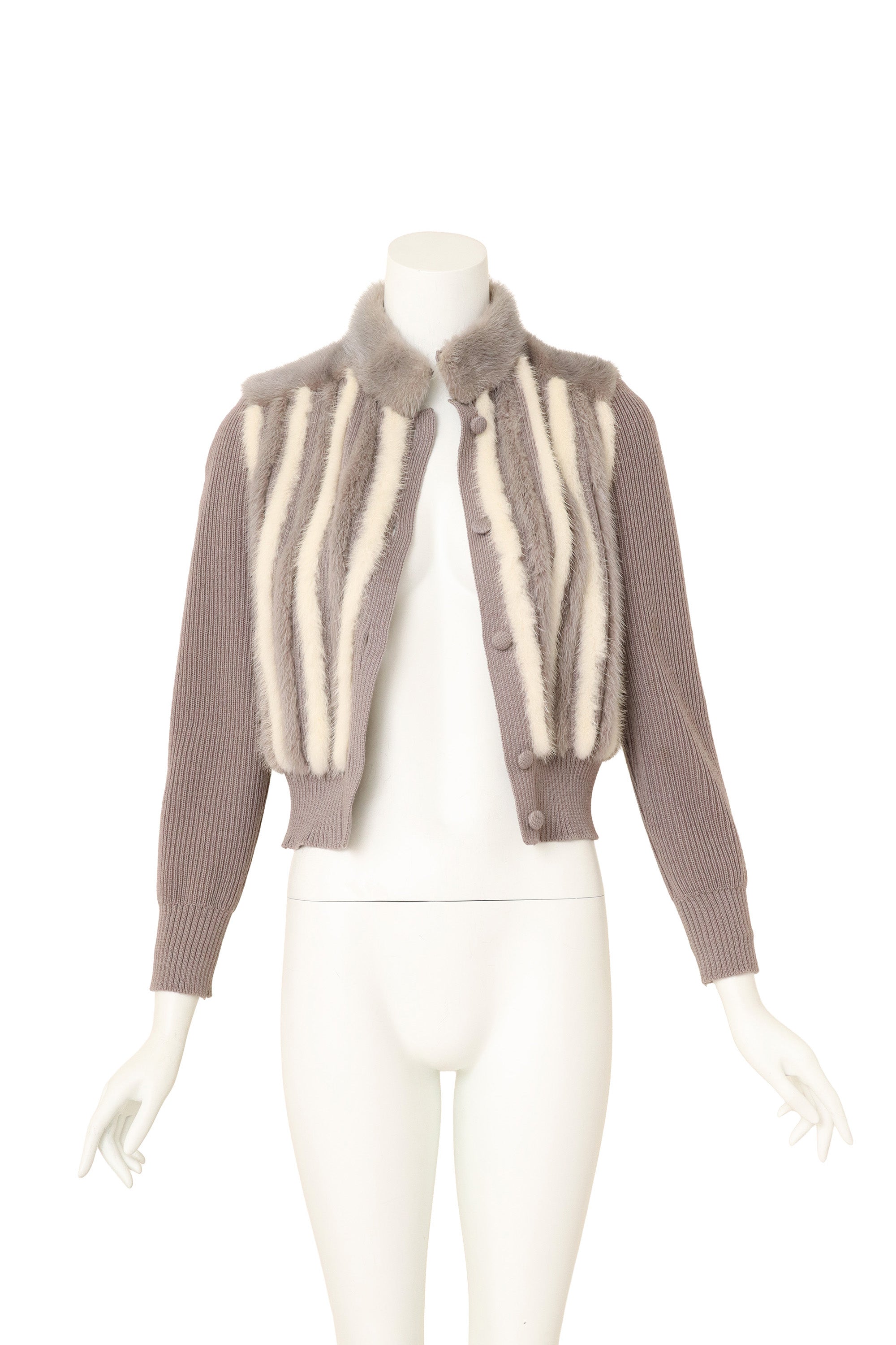 Fur Stripe Cropped Cardigan