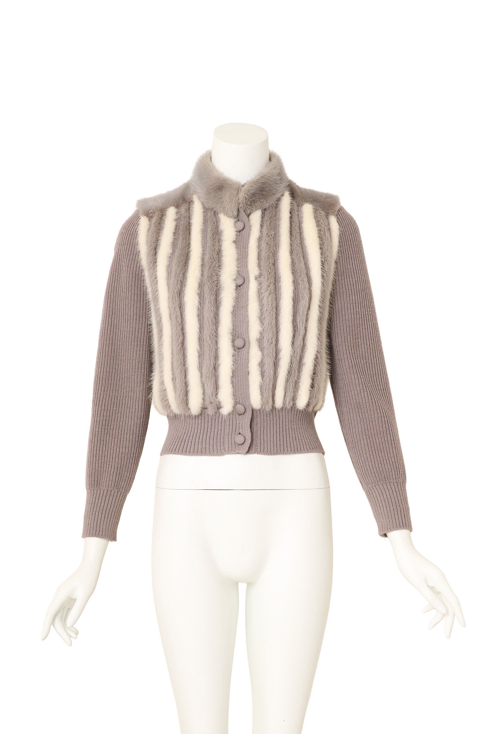 Fur Stripe Cropped Cardigan