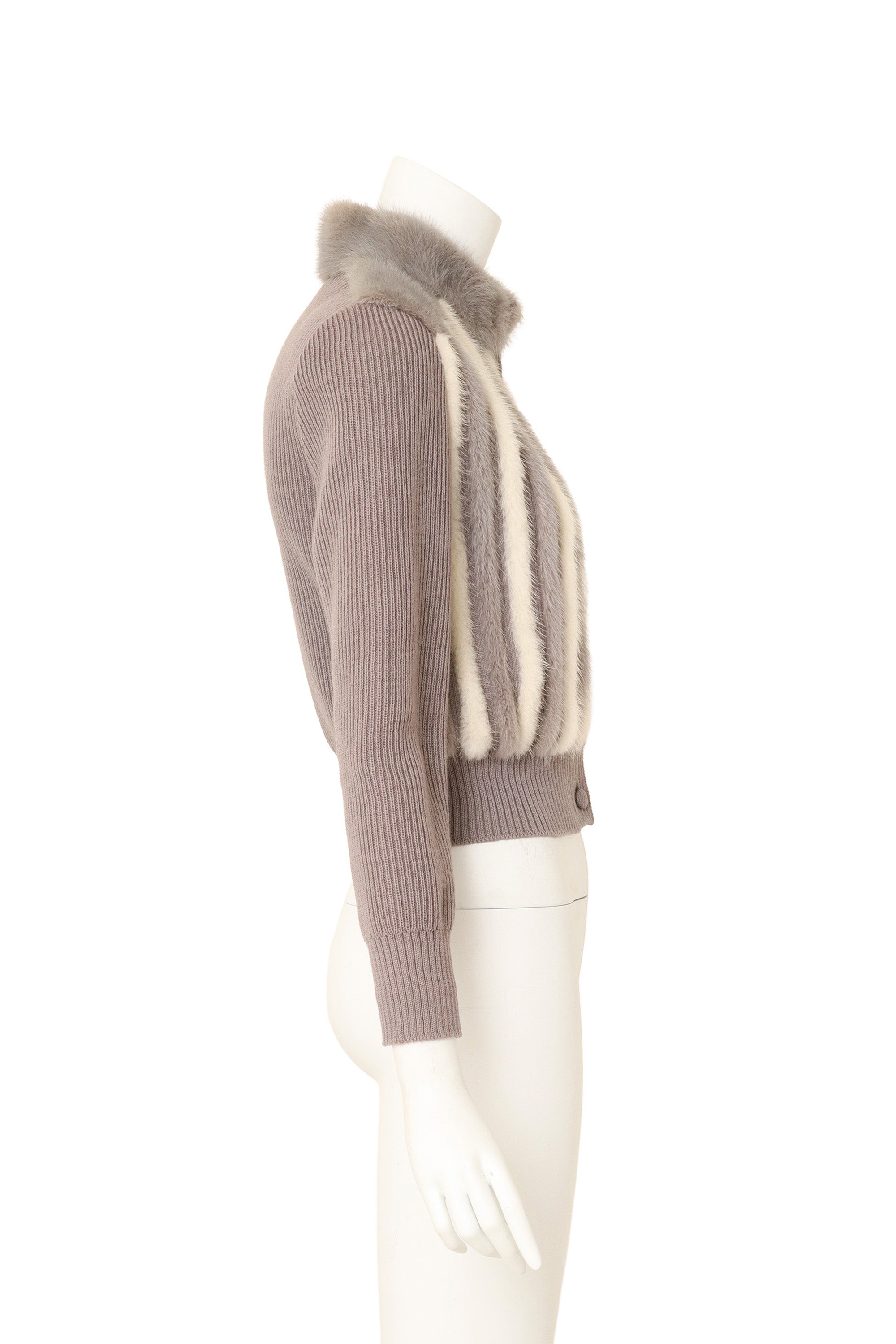 Fur Stripe Cropped Cardigan