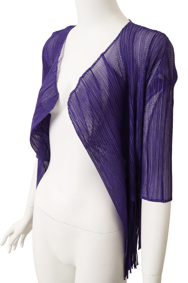 Vintage Pleats Please Issey Miyake Mesh Fringe Cardigan on mannequin close @ Recess LA