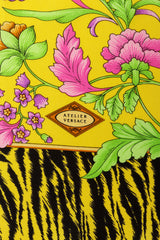 Vintage Versace Large Neon Leopard Floral Scarf logo @ Recess LA