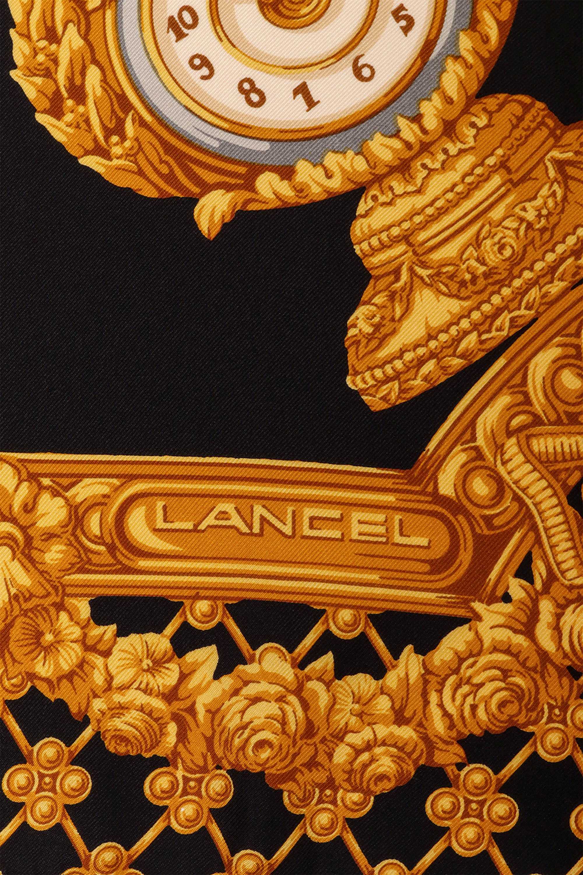 Vintage Lancel Baroque Clock Scarf logo @ Recess LA