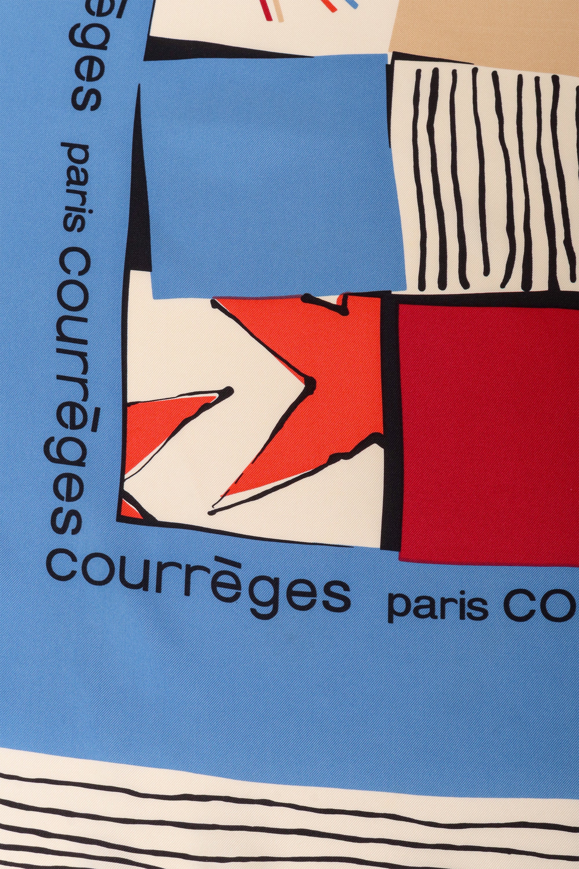 Vintage Courreges Graphic Grid Sketch Scarf logo @ Recess LA