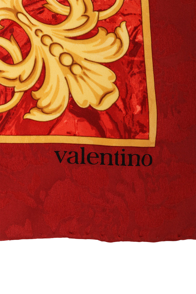 Vintage Valentino Brocade Filigree Border Scarf logo @ Recess LA