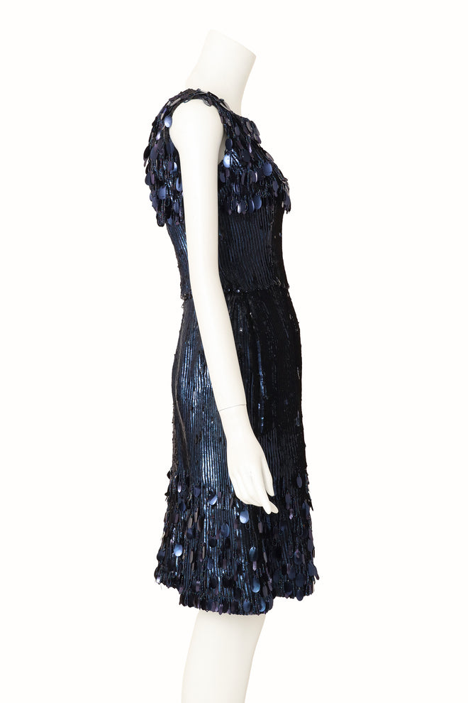 vintage beaded cocktail dress on mannequin side @ Recess LA