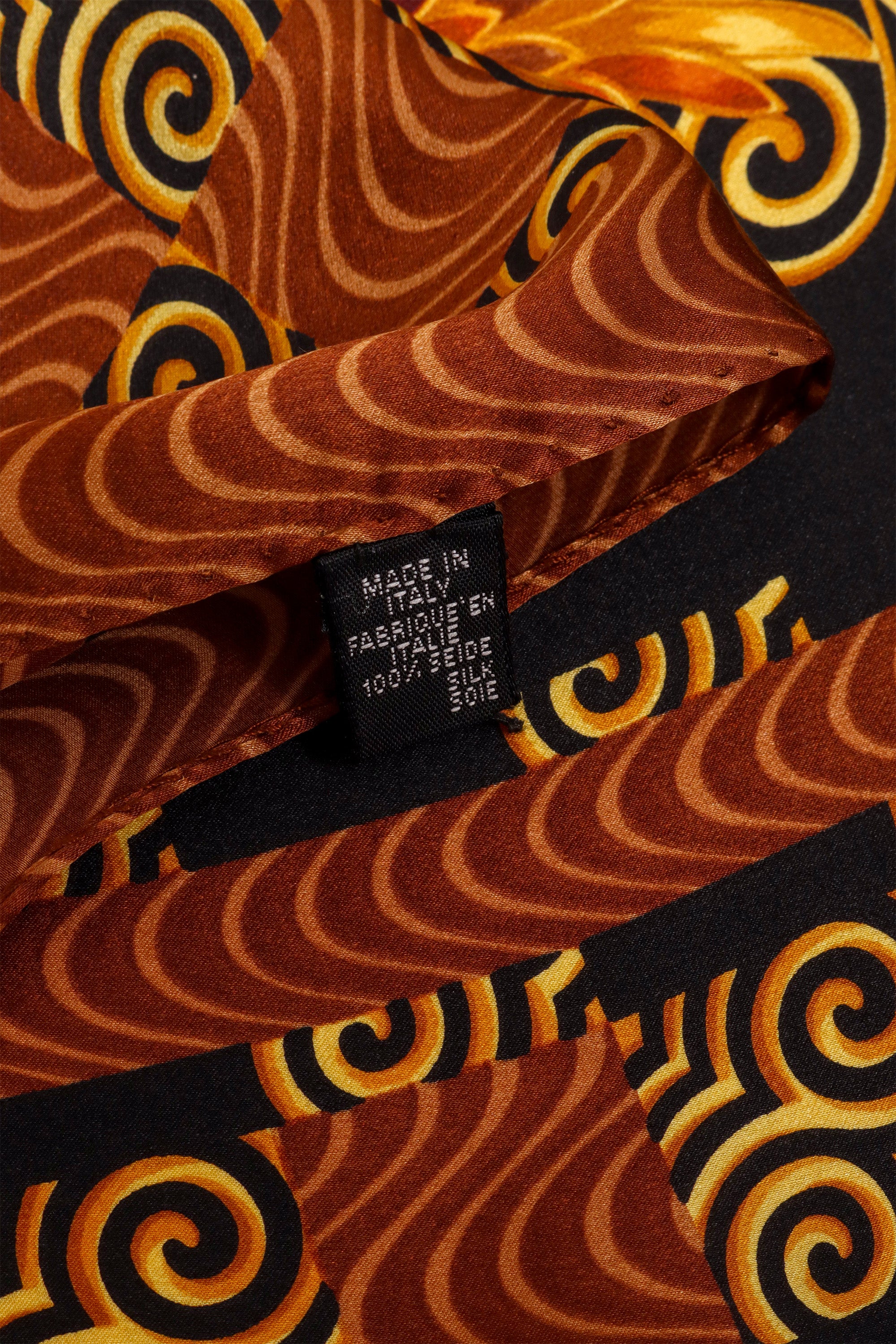 Vintage Lancel Peacock Swirl Filigree Scarf label @ Recess LA