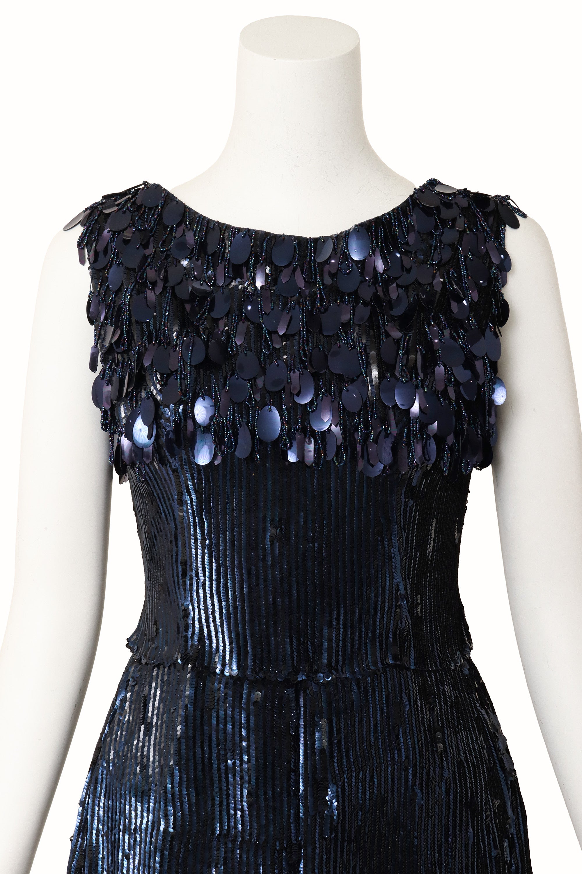 vintage beaded cocktail dress on mannequin close @ Recess LA