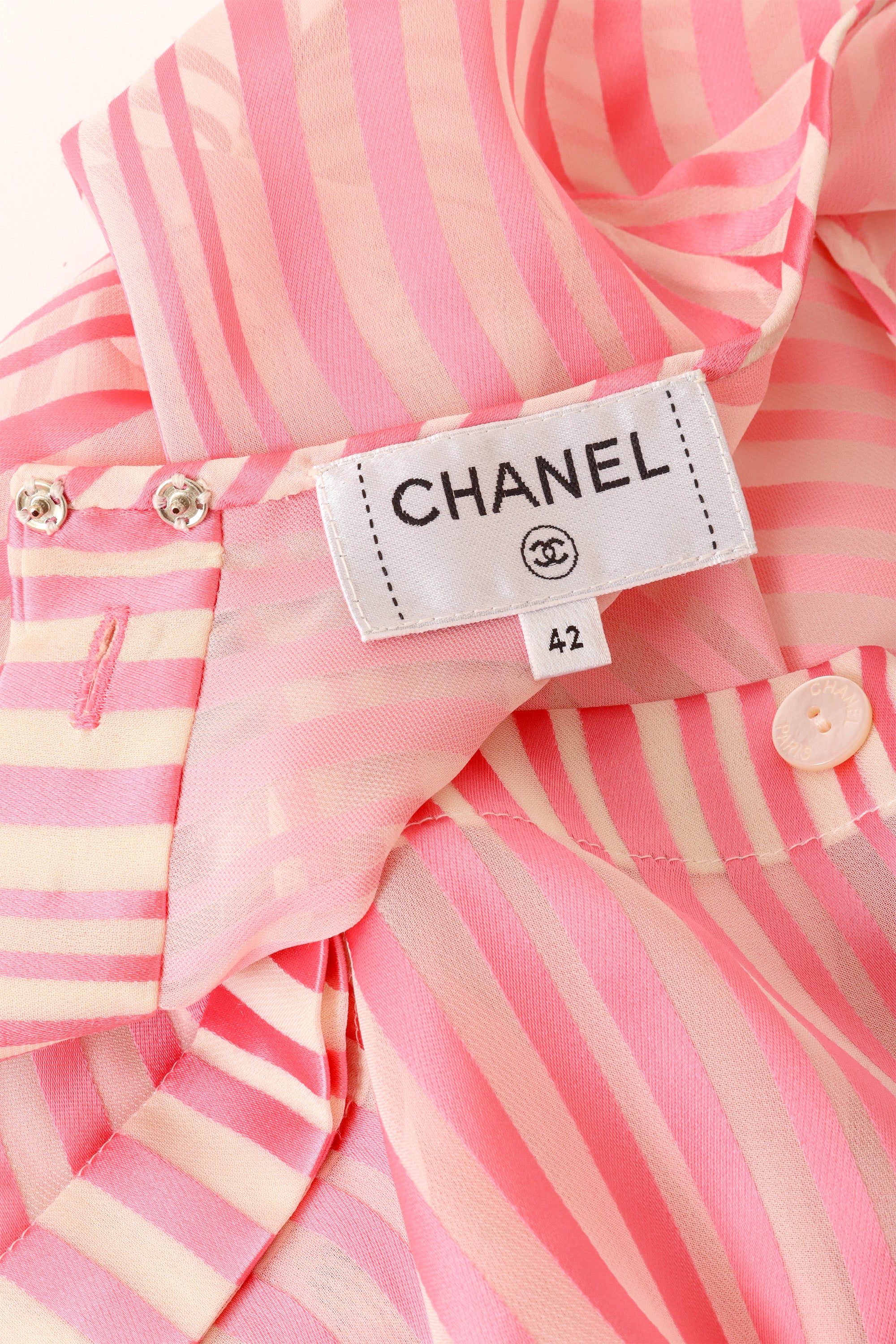 stripe silk top by Chanel label @ Recess LA