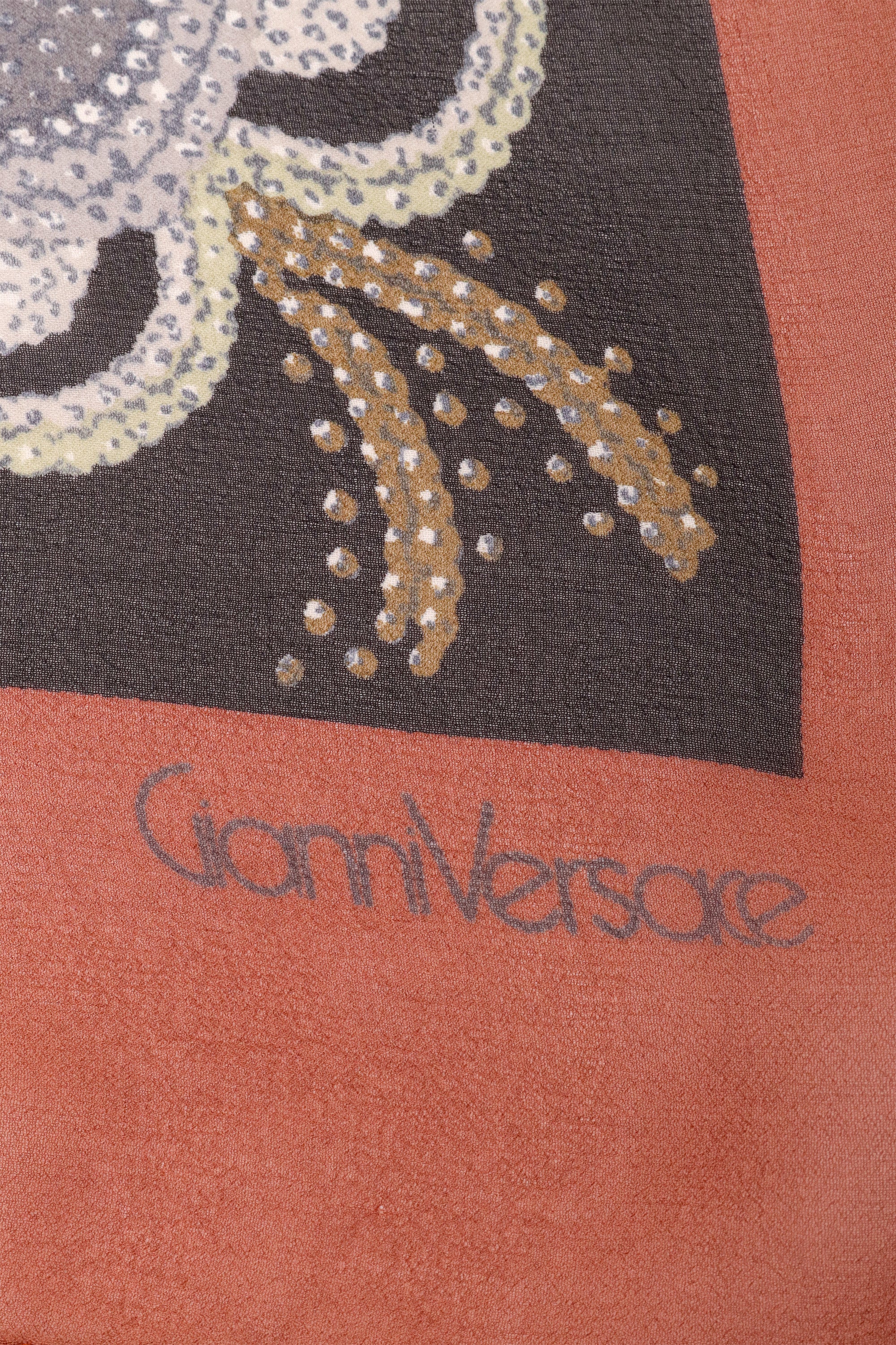 Vintage Gianni Versace Sheer Midnight Floral Scarf logo @ Recess LA